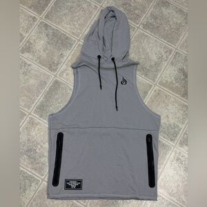 Ryderwear Gray Sleeveless Hoodie with Black Zipper Pocket
